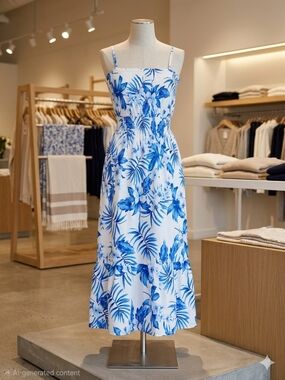 Place Blue and White Floral Midi Sundress